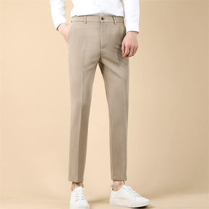 Summer Thin Cropped Men's Suit Pants Pencil Pants Solid Color Breathable