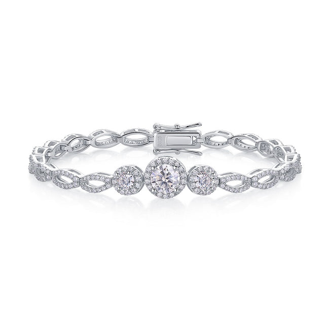 1-carat Luxury And Fashionable Light Luxury Trend Jewelry Silver Bracelet Set With Top-quality Moissanite, S925 Silver Electroplated Platinum