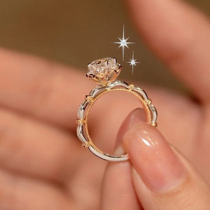 Elegante 1ct Gesimuleerde Moissanite Ses-Punt Ring Luukse Troujuweliersware Vir Vroue