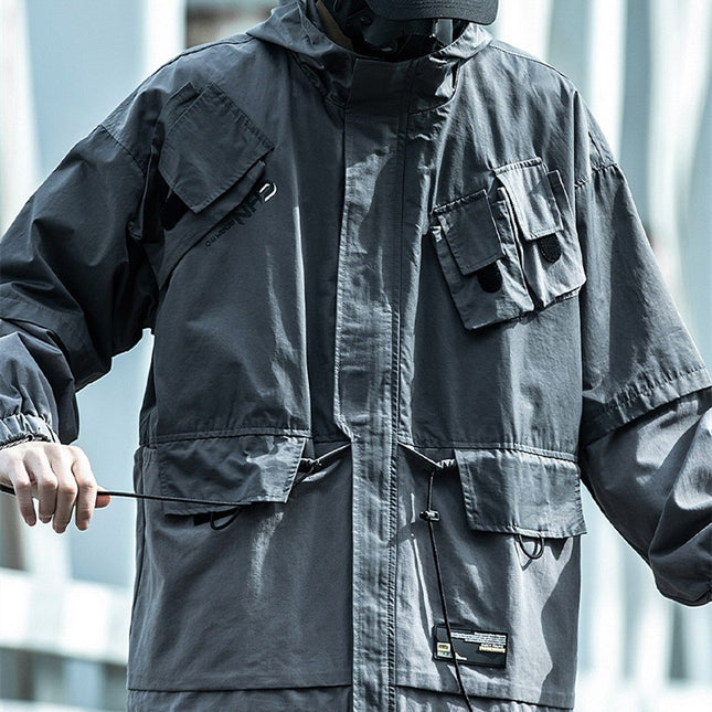 Multi-pocket Functional Hooded Work Jacket