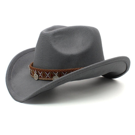 Pendant Casual Sun-proof Sun Protection Keeping Warm Boys And Girls Woolen Western Cowboy Hat