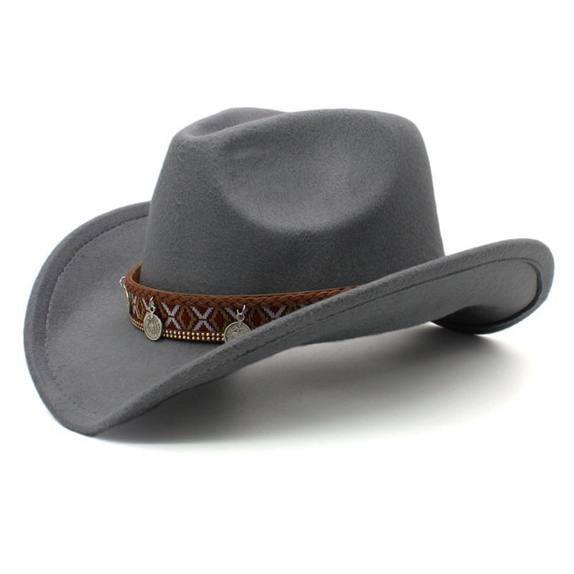 Pendant Casual Sun-proof Sun Protection Keeping Warm Boys And Girls Woolen Western Cowboy Hat