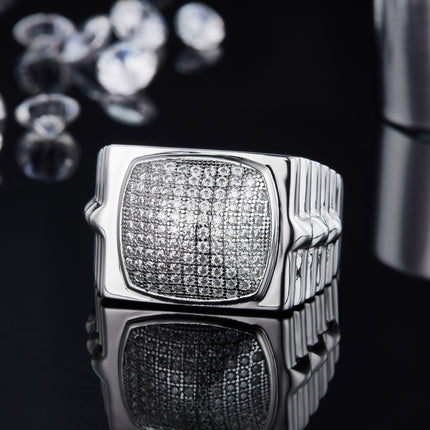 Mans Luukse en Modieuse Ligte Luukse Juweliersware Silwer Ring S925 Versilwerde Platinum Met Topgehalte Moissaniet