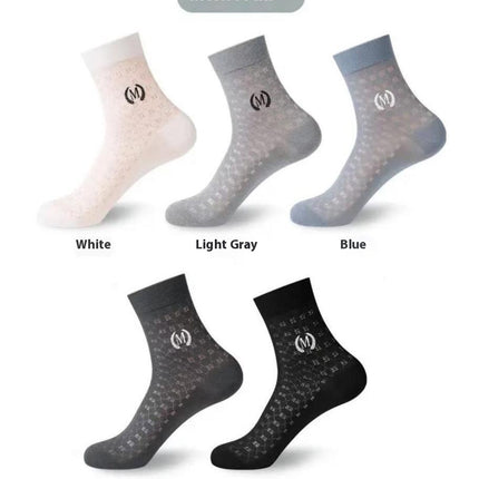 Men's Mid-calf Length Sock Ultra-thin Mesh Breathable Black And White Sports Stockings