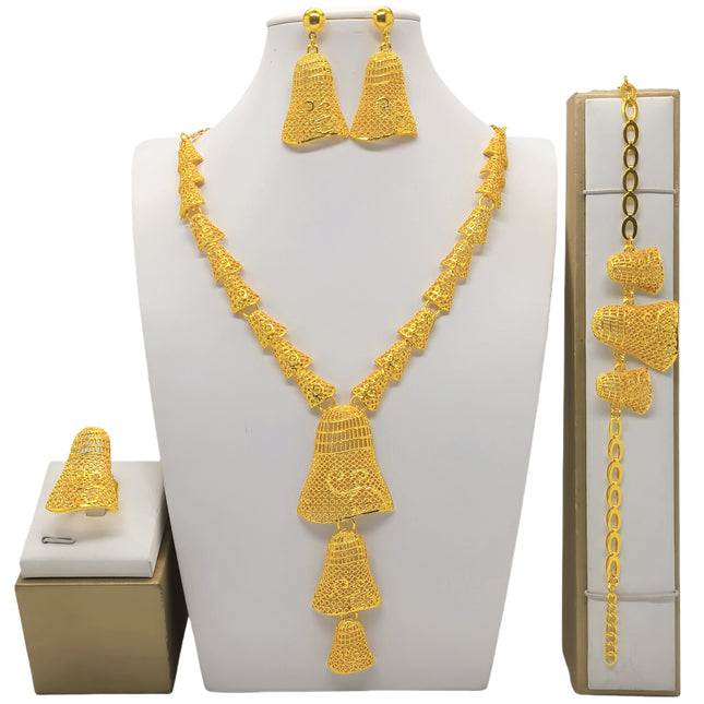 24k Goudgeplateerde Halssnoer Armband Oorbelle-stel