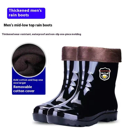 Popular Men's Tendon Bottom Camouflage Wear-resistant Rain Boots Fleece-lined Warm