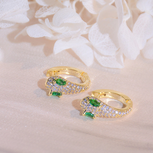 Gold Plated Diamond Zirconium Delicate Round Ear Buckles