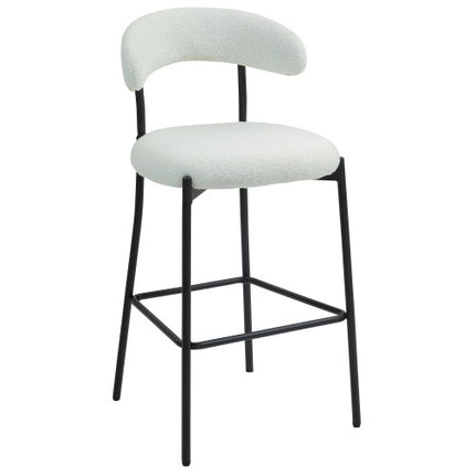 26 Counter Height Bar Stools Teddy Fabric Cover Kitchen Island Counter Bar Stool With Black Powder Coating Base And Footrest