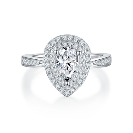 Peervormige Moissanite Met Topgehalte Moissanite Luukse En Modieuse Ligluukse Juweliersware Silwer Ring S925 Silwer Geëlektroplateer Met Platinum