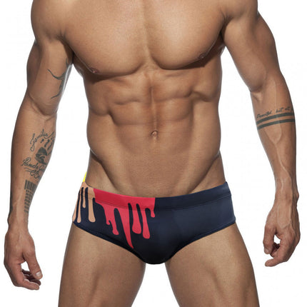 Sexy Color Printed Tape Cup Swim Briefs