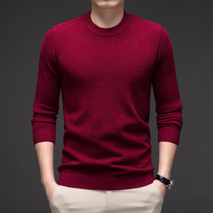 Solid Color Men's Round Neck Long Sleeve Autumn And Winter Leisure Sweater