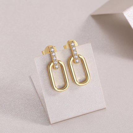 Aloof - Top-quality Moissanite Luxury, Fashionable And Light Luxury Jewelry, Silver Stud Earrings S925 Silver Plated With Gold