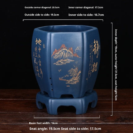 Hexagonal Large Ceramic Flowerpot