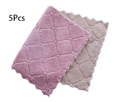 Bedrukte Tweekleur Dubbelzijdige Absorberende Skottelgoedlap Kleefwerende Olie Handdoek Verdikking Vee Tafeldoek Kombuisvadoek