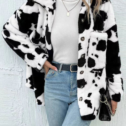 Leisure Button Double-sided Plush Jacket For Women