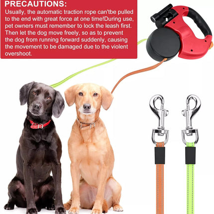 Retractable Lead Leash Double  Dual Doggie 2 Dog 50 Pounds For Pet