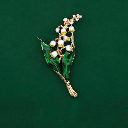 Fashionable Trendy Plant And Pearl Brooch In Alloy And Enamel