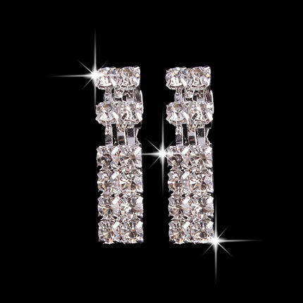 4 Pieces Rhinestones Necklace Set With Earrings Ring And Bracelet Fashion Jewelry For Women