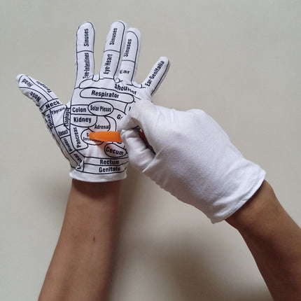 Cotton Human Meridian Acupoint Diagram Massage Gloves