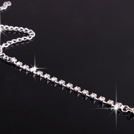 4 Pieces Rhinestones Necklace Set With Earrings Ring And Bracelet Fashion Jewelry For Women