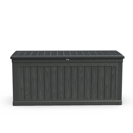 260 Gallon Large Outdoor Storage XXL Deck Box For Patio Furniture, Outdoor Cushions, Garden Tools And Sports Pools Equipment, Waterproof Resin, Lockable, Black