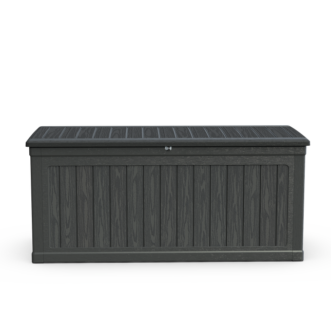 260 Gallon Groot Buitenste Berging XXL Dekkis Vir Patio Meubels, Buitekussings, Tuinwerktuie En Sportpoeltoerusting, Waterdigte Hars, Sluitbaar, Swart