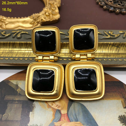 Antique Necklace Earrings Classic Black Enamel Necklace Suit