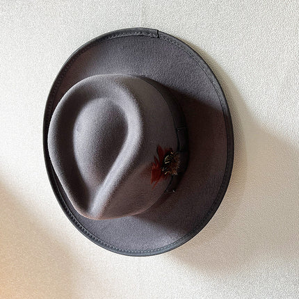 Handmade Feather Top Hat Big Head Circumference Men Elegant Gentlemen's Hat