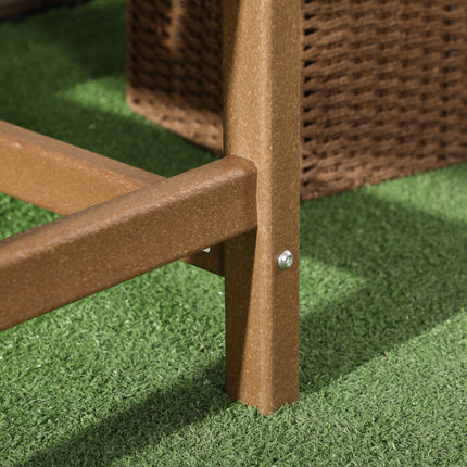 Alleweer Patio Stoel, HDPE Patio Eetkamerstoel, Swaardiens Houtagtige Buitemeubels vir Tuin, Agterplaas, Dek, Stoep, Grasperk, Bruin
