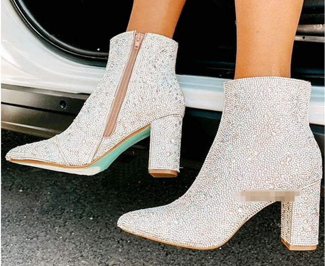 Rhinestone Puntneus Modieuse Enkelstewels