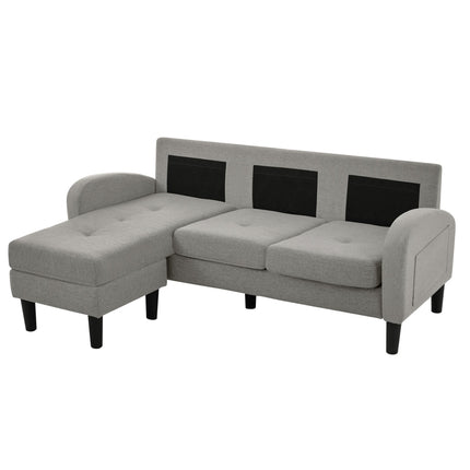 L-vormige Hoekbank Met Lêbank - 3-sitplekbank, 166 X 118 X 77 Cm, Asemende Katoen-linne Stof, Plastiekpote, Modulêre Ontwerp, Ideaal Vir Sitkamers, Woonstelle En Kantore