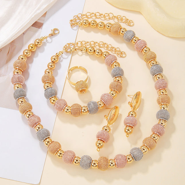 Fashion Contrast Large Round Bead Necklace