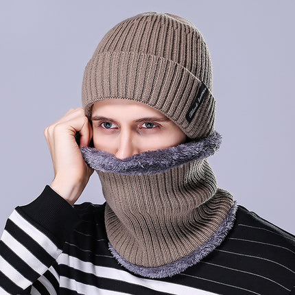 Men's Outdoor Knitted Hat Cold Neck Protection Two-piece Set