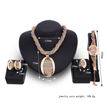 Vierstuk-halsketting, -oorbelle en -armbande