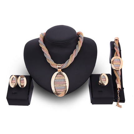 Vierstuk-halsketting, -oorbelle en -armbande