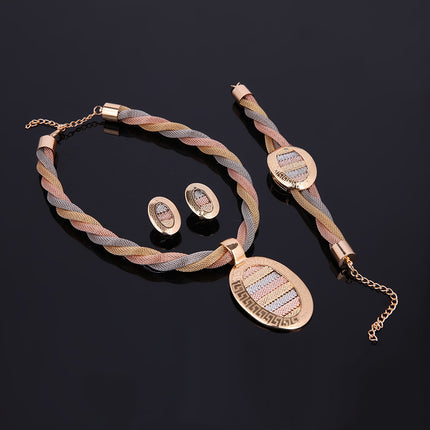 Vierstuk-halsketting, -oorbelle en -armbande