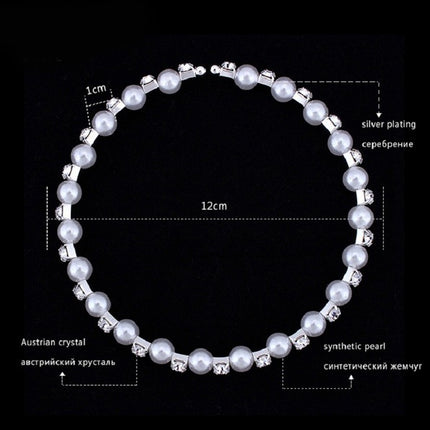 Bruidsbruidsbykomstighede 8MM handgemaakte pêrels, strass-halssnoere, halssnoere, armbande, oorbelle, drie stelle pakke