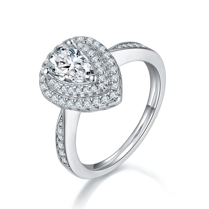 Peervormige Moissanite Met Topgehalte Moissanite Luukse En Modieuse Ligluukse Juweliersware Silwer Ring S925 Silwer Geëlektroplateer Met Platinum