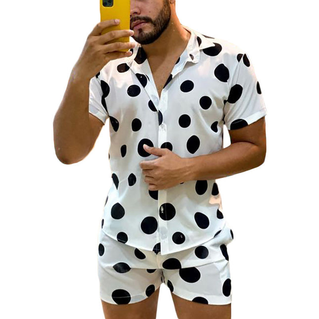 Oversized Hawaiian Beach Print Casual Shirt Set