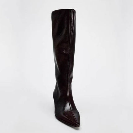 Women's British Style Pointed Toe High Leg Boot