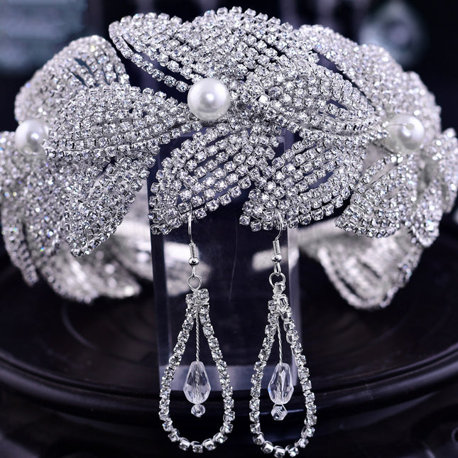 Strass Blad Handgemaakte Haarband Bruids Trou Hoofbedekking