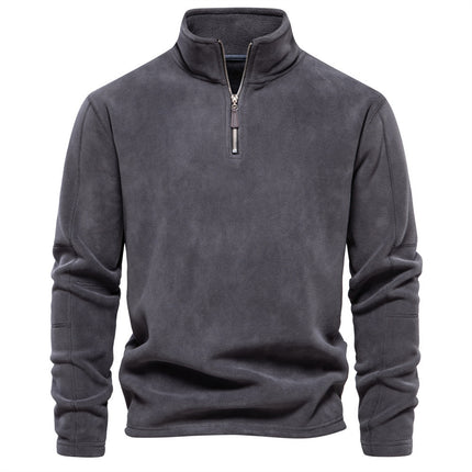 Men's Autumn And Winter New Stand Collar Half Zip Long-sleeved Sweater