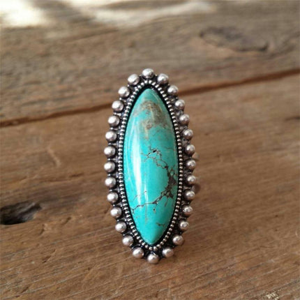 Vroue se Vintage Eenvoudige Patroon Turkoois Ring