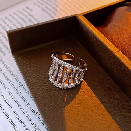 Real Gold Electroplated Diamond Flower Pattern Retro Temperament Index Finger Ring