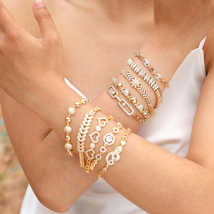 Dames Sirkoon Blom Hartvormige Ronde Armband