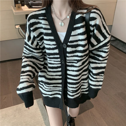 Zebra print knit top coat