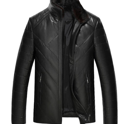 Leather down jacket plus velvet mink jacket