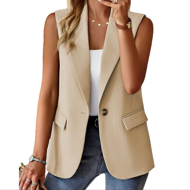 Autumn Sleeveless Solid Color Multicolor Cardigan Small Suit Jacket Ladies