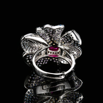 Creative Opening Ring Ornament Jacinth Zircon Light Luxury Minority All-match High Sense