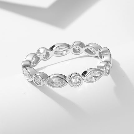 925 Sterling Silwer Geometriese Ronde Markiesgeslypte Sirkoonring